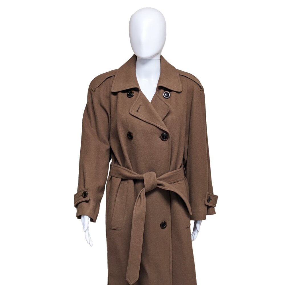 Vint. FLEURETTE for Neiman Marcus 100% Camel Hair Maxi Trench Coat - Picture 2 of 10